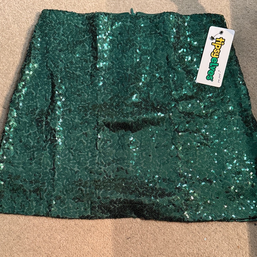 Tipsy Elves Green Sequin Skirt
